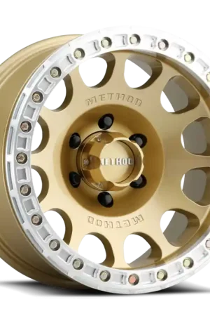 Fresh Stock Method MR105 V3 Beadlock 17x9 -38mm Offset 5x5 71.5mm CB Gold Wheel w/ BH-H24125