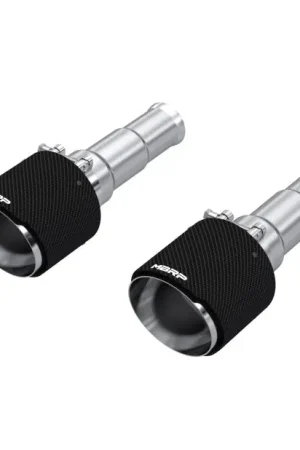 Money Back Guarantee MBRP 19-24 Ram 1500 5.7L Hemi 3in Inl. 5in OD DW Angle Cut T304 Carbon Exhaust Tips - Pairs