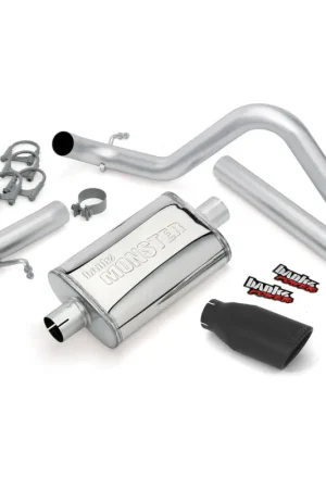 Banks Power 12-15 Jeep 3.6L Wrangler Unlimited - 4dr Monster Exh Sys - SS Single Exh w/ Black Tip Best Seller
