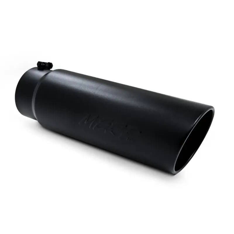 MBRP Universal Tip 6in OD Angled Rolled End 5in Inlet 18in Lgth Black Finish Exhaust Final Sale
