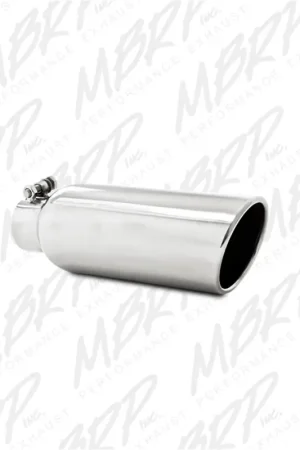 MBRP Universal Tip 4in OD 2.5in Inlet 12in Length Angled Cut Rolled End Clampless No-Weld T304 Fast Shipping
