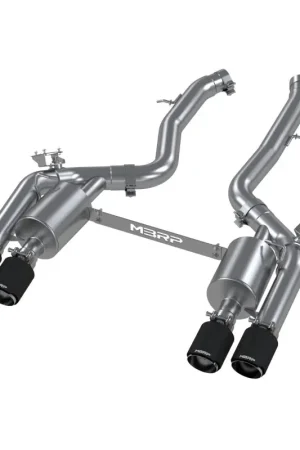 MBRP 18-22 BMW M2 Competition 3.0L T304 SS 3in Resonator-Back Exhaust Quad Rear w/ Carbon Fiber Tips Price Drop
