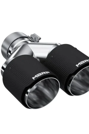 MBRP 3in ID / Dual 4in OD Out Staggered L 9.37in / R 9.87in Dual Wall Carbon Fiber Univ Exhaust Tip Get Yours