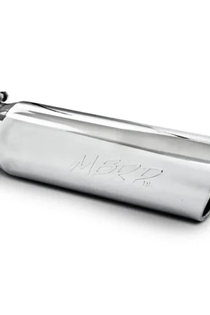 MBRP Universal 5in OD Angled Rolled End 4in Inlet 18in Lgth T304 Exhaust Tip In Demand