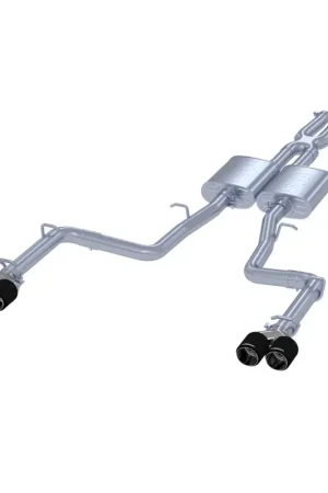 MBRP 2015+ Dodge Challenger 3.6L SS 2.5in Quad Tip Split Rear Exit w/ Carbon Fiber Tips - T304 Free Returns