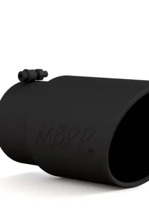 Last Chance MBRP Universal Tip 6in O.D. Angled Rolled End 5 inlet 12 length - Black Finish