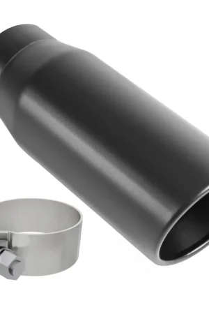 Exclusive MagnaFlow Tip Black Coatedw/ Clamp Single Wall Round Outlet 4in Diameter 3in Inlet 12in Length