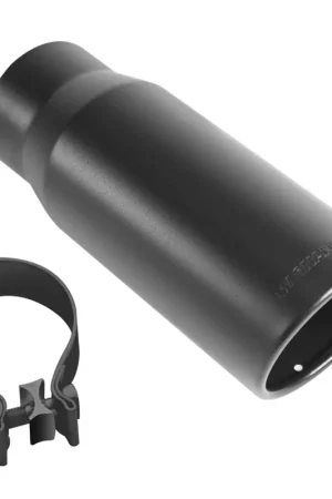 MagnaFlow Tip Stainless Black Coated Single Wall Round Single Outlet 5in Dia 4in Inlet 13in L Luxury