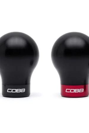 Free Delivery Cobb Mazda 6-Speed Weighted COBB Shift Knob - Black (Incl. Both Red + Blk Collars)