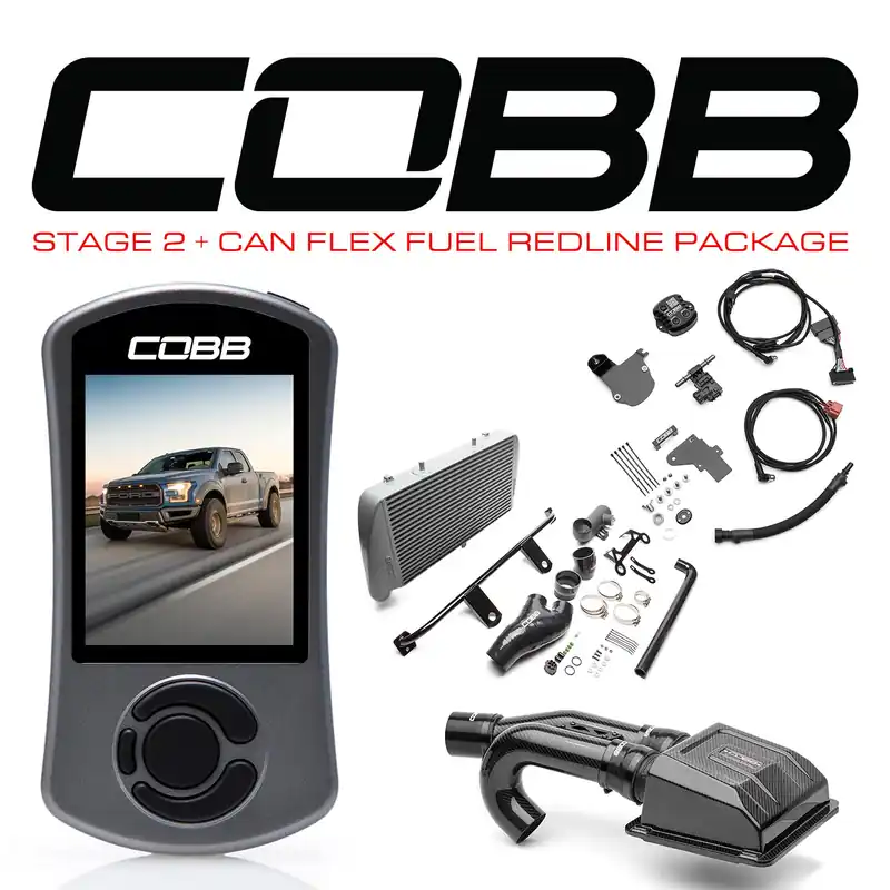 Cobb 17-20 Ford F-150 Ecoboost Raptor Stage 2+ CAN Flex Fuel Redline CF Power Package - Silver Shop Now