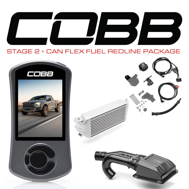 Cobb 17-20 Ford F-150 Ecoboost Raptor Stg2+ CAN Flex Fuel Redline CF Power Pkg (OE Loc I/C) - Silver Worldwide Shipping