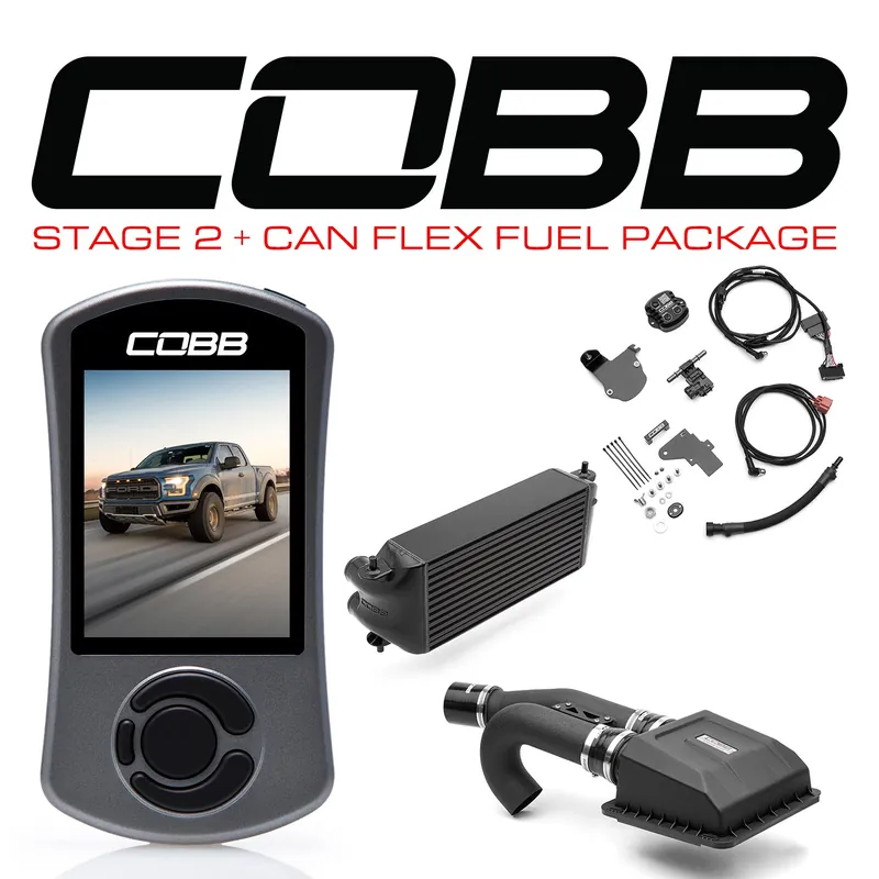 Cobb 17-20 Ford F-150 Ecoboost Raptor Stage 2+ CAN Flex Fuel Power Pkg (OE Loc I/C) - Black Money Back Guarantee