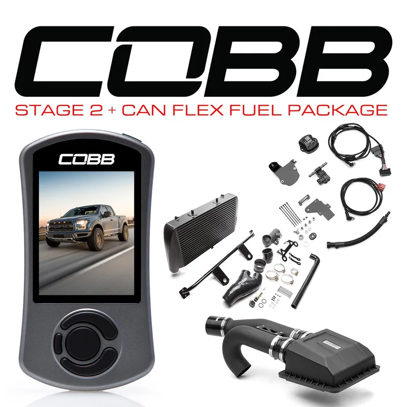Cobb 17-20 Ford F-150 Ecoboost Raptor Stage 2+ CAN Flex Fuel Power Package - Black Authentic