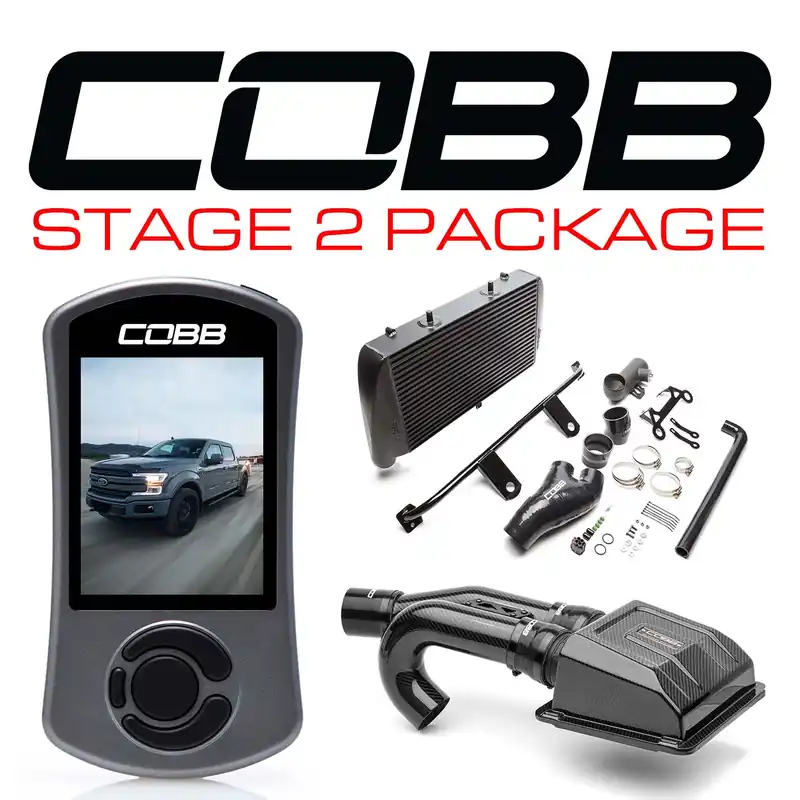 Hot Picks Cobb 17-19 Ford F-150 EcoBoost 3.5L Stage 2 Redline Carbon Fiber Power Package w/TCM - Black