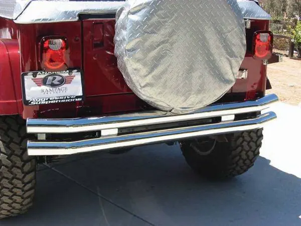 Bargain Jeep CJ Rampage Double Tube Rear Bumper with Receiver - Stainless Steel - 8448