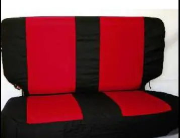 Jeep Wrangler Rampage Interior Comfort Combo Pack with Rear Black & Red Polycanvas Seat Cover And - 2 Belt Pads - 5054730 Brand New