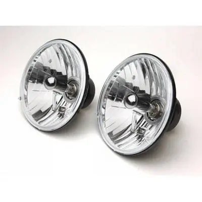 Special Discount Jeep Wrangler Rampage Headlight Conversion Kit - 7 Inch Round with Clear Glass Lens - Pair - 5089925