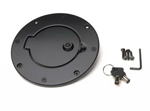 Time-Limited Jeep Wrangler Rampage Billet Style Gas Cover - Polished Billet - Locking Door Design with Keys - 85001