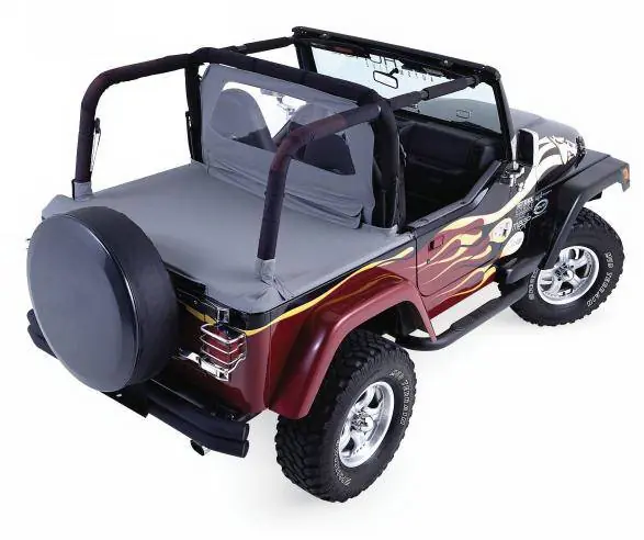 Flash Sale Jeep Wrangler Rampage Tonneau Cover - with Factory Soft Top - Channel Mount - Denim Black - 701015