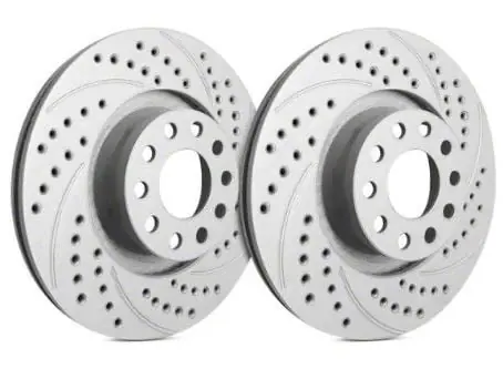 SP Performance Double Drilled and Slotted Rotors with Gray ZRC Coating; Front Pair Hassle-Free Returns