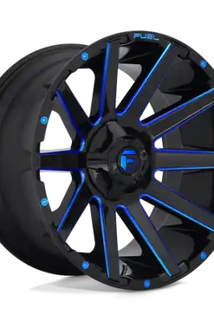 Special Offer Fuel 1PC D644 CONTRA 5X139.7/5X150 20X10 -18 GLOSS BLACK BLUE TINTED CLEAR