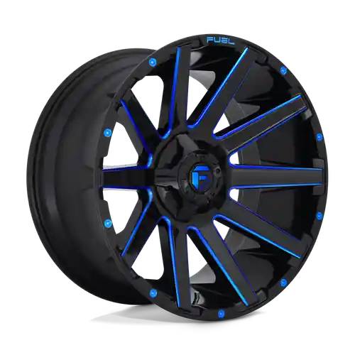 Special Offer Fuel 1PC D644 CONTRA 5X139.7/5X150 20X10 -18 GLOSS BLACK BLUE TINTED CLEAR