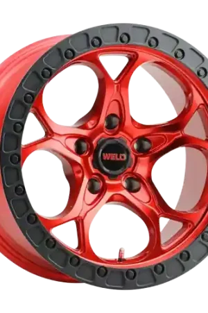 WELD Off-Road Ledge Beadlock 5x127 17x9 -12 Candy RED / RED Ring Viral