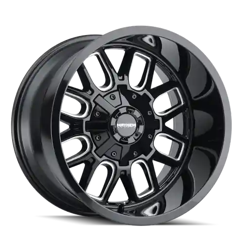 Mayhem Cogent 8107 8x165.1/8x170 20x9+18 Gloss Black/Milled Spokes Wholesale