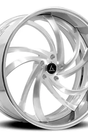High Quality 22" Artis Forged Wheels Twister Brushed Silver Face with Chrome Lip Rims