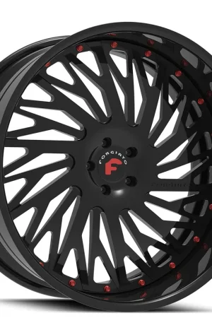21" Forgiato Wheels Biaforca Satin Black Face with Gloss Black Lip and Red Rivets Forged Rims Final Sale