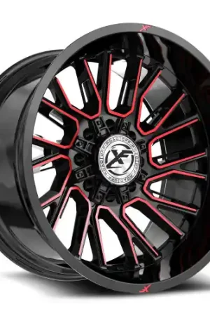 XF Off-Road XF-230 8x165.1/8x180 20x10 -12 Gloss Black & Red Machined Bargain