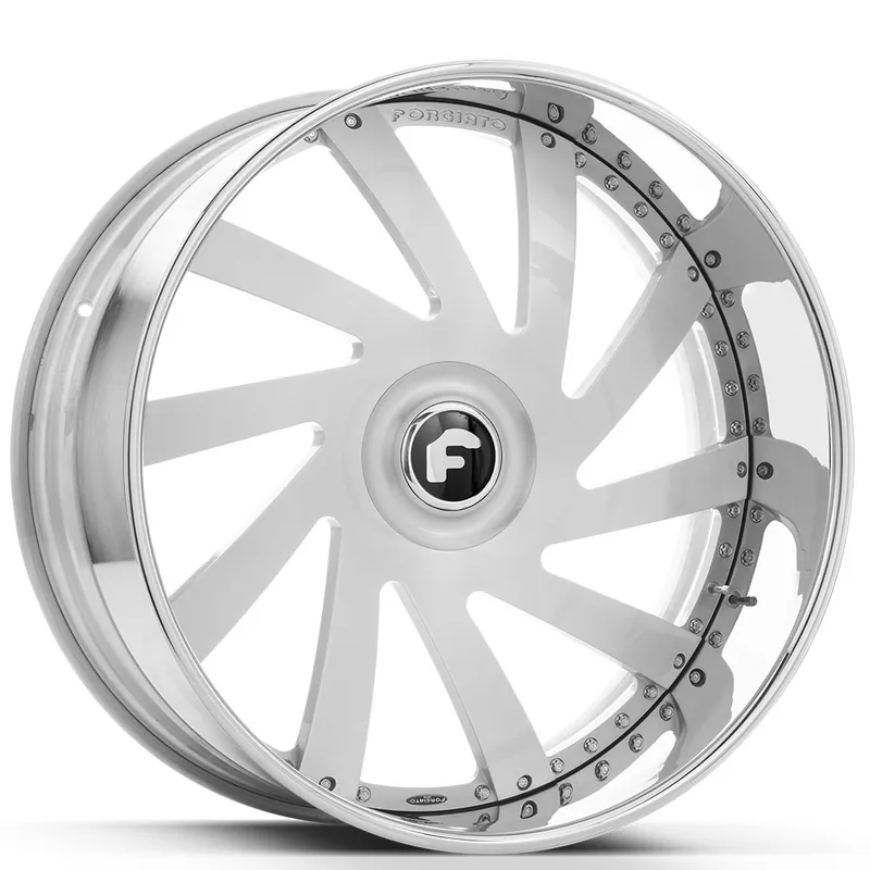 Genuine 21" Forgiato Wheels Twisted Concavo Brushed Silver with Chrome Lip Forged Rims