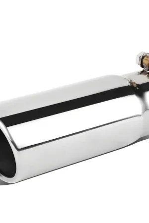 Next Day Delivery Angled Cut Rolled End Exhaust Tip; 3.50-Inch; Polished