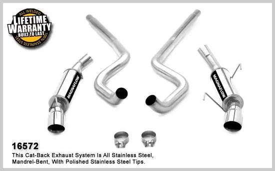 Today Only Ford Mustang Magnaflow Dual Split Rear Exit Stainless Steel Cat-Back Exhaust System - 16572