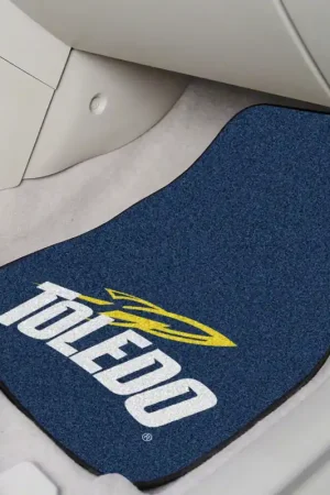 Same Day Shipping Carpet Front Floor Mats with University of Toledo Logo; Navy