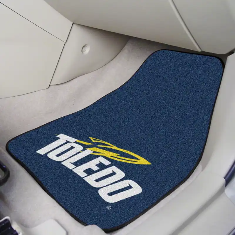Same Day Shipping Carpet Front Floor Mats with University of Toledo Logo; Navy