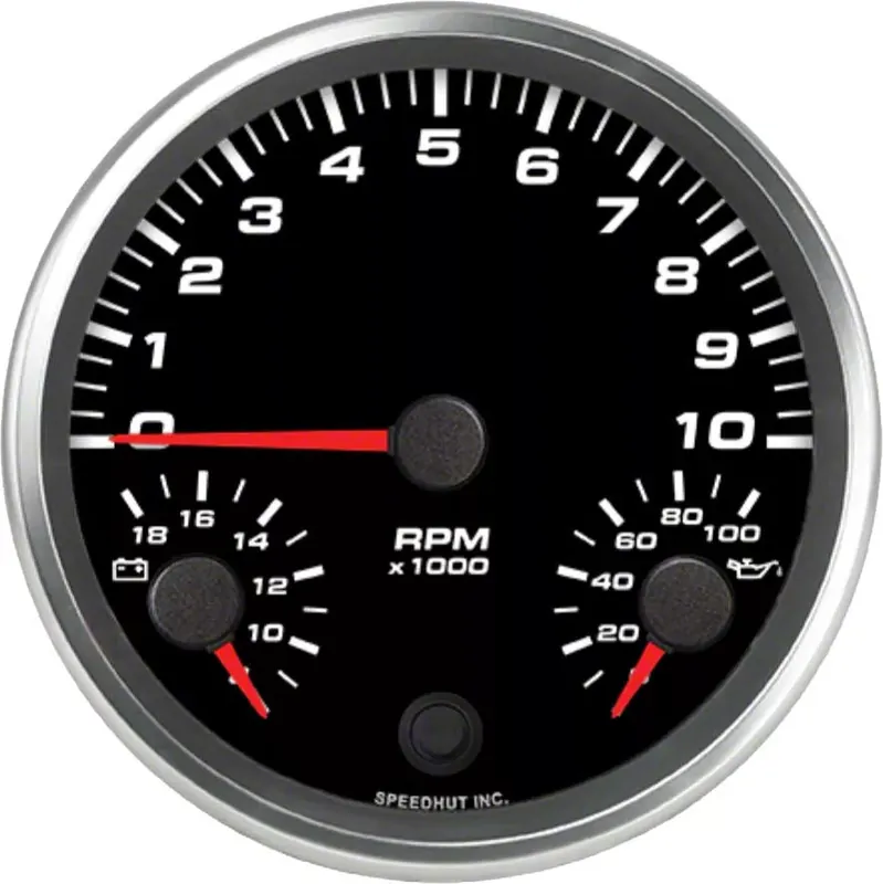 Free Returns Speedhut Revolution Series 4-1/2-Inch Triple Gauge; 10,000 RPM Tachometer; Oil Pressure 0-100; 6-18 Volts