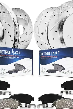 8pc Front & Rear Drilled Slotted Rotors and Ceramic Brake Pads Kit Buy Today
