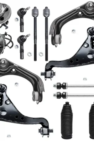 14pc Front Control Arms Wheel Hub and Bearings Sway Bar Links Suspension Kit Premium