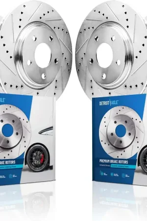 Modern 4pc Front & Rear Drilled and Slotted Brake Rotors Kit