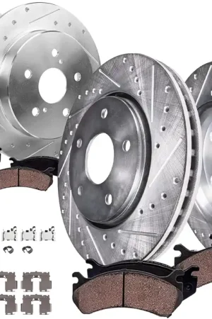 Last Chance 8pc Front & Rear Drilled Slotted Rotors and Ceramic Brake Pads Kit
