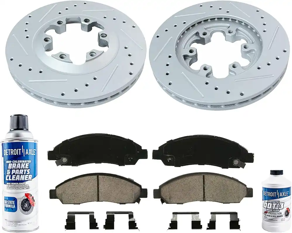 6pc Front Drilled Slotted Rotors and Ceramic Brake Pads Kit Hot Deal