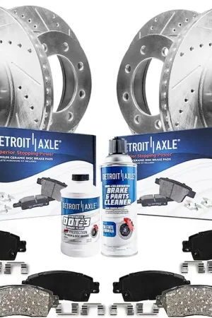 Get Yours 10pc Front & Rear Drilled Slotted Rotors and Ceramic Brake Pads Kit