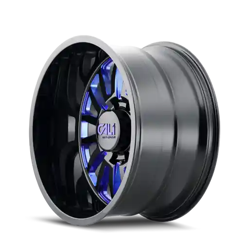 Free Returns Cali Off-Road Summit 9110 8x170 24x14-76 Gloss Black/Blue Milled Spokes