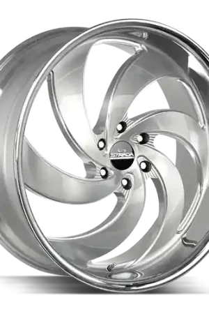 Strada Street Classics Retro 6 Blank 24x10 +15 Brushed Face Silver Milled SS Lip Certified