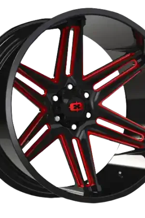 Premium Vision Off-Road 363 Razor 5x127 22x12-51 Gloss Black Milled Spoke with Red Tint