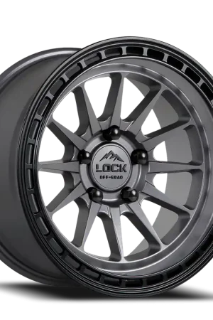 Lock Offroad Baja Wheel 17x9 6x139.7 Matte Grey w/ Matte Black Ring -12mm - FREE T-SHIRT INCLUDED! Genuine