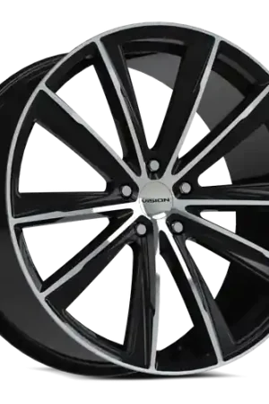 Vision Street-Designs 471 Splinter 5x115 22x10.5+25 Gloss Black Machined Face Price Cut