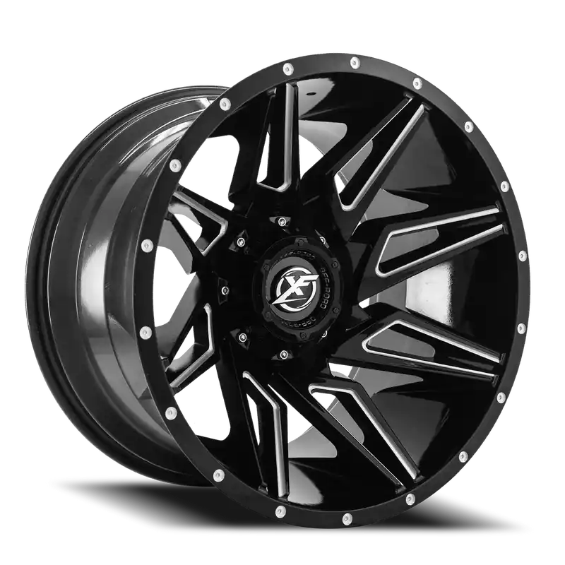 Xf Off-Road Xf-218 Wheel 20x10 5x127 & 5x139.7 Gloss Black & Milled -24mm Next Day Delivery