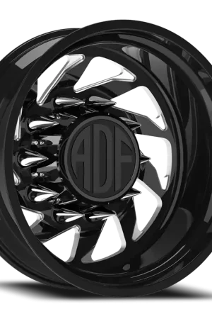 Adf Contractor Left Dually Wheel 24x8.25 8x165.1 Gloss Black/Machined -167mm - MINIMUM PURCHASE OF 4 - FREE T-SHIRT INCLUDED! Hot Deal